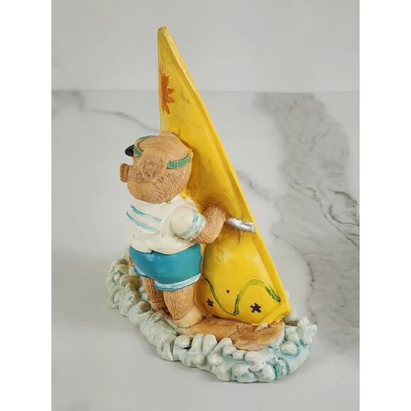 Windsurfing Pig Piglet Piggy Figurine Sail Beach 5" x 4 1/2" Year 90s Home Decor - Picture 5 of 14